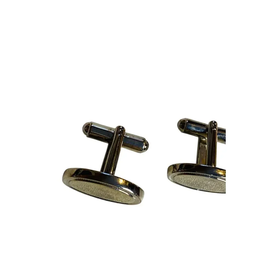 Silvertone BulletBack Cuff Links Oval 20mm Cufflinks